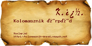 Kolomasznik Árpád névjegykártya
